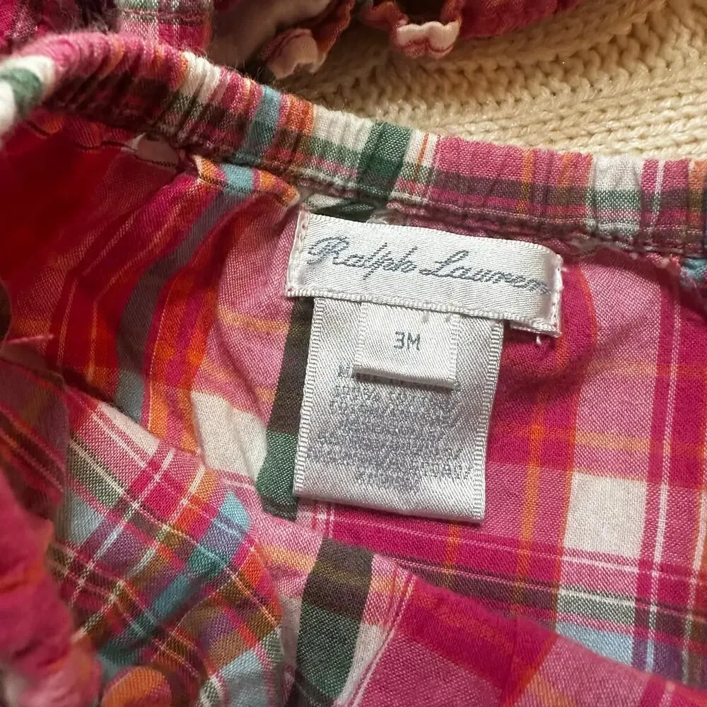 Ralph Lauren Pink Plaid Wrap Dress sz 3 m
